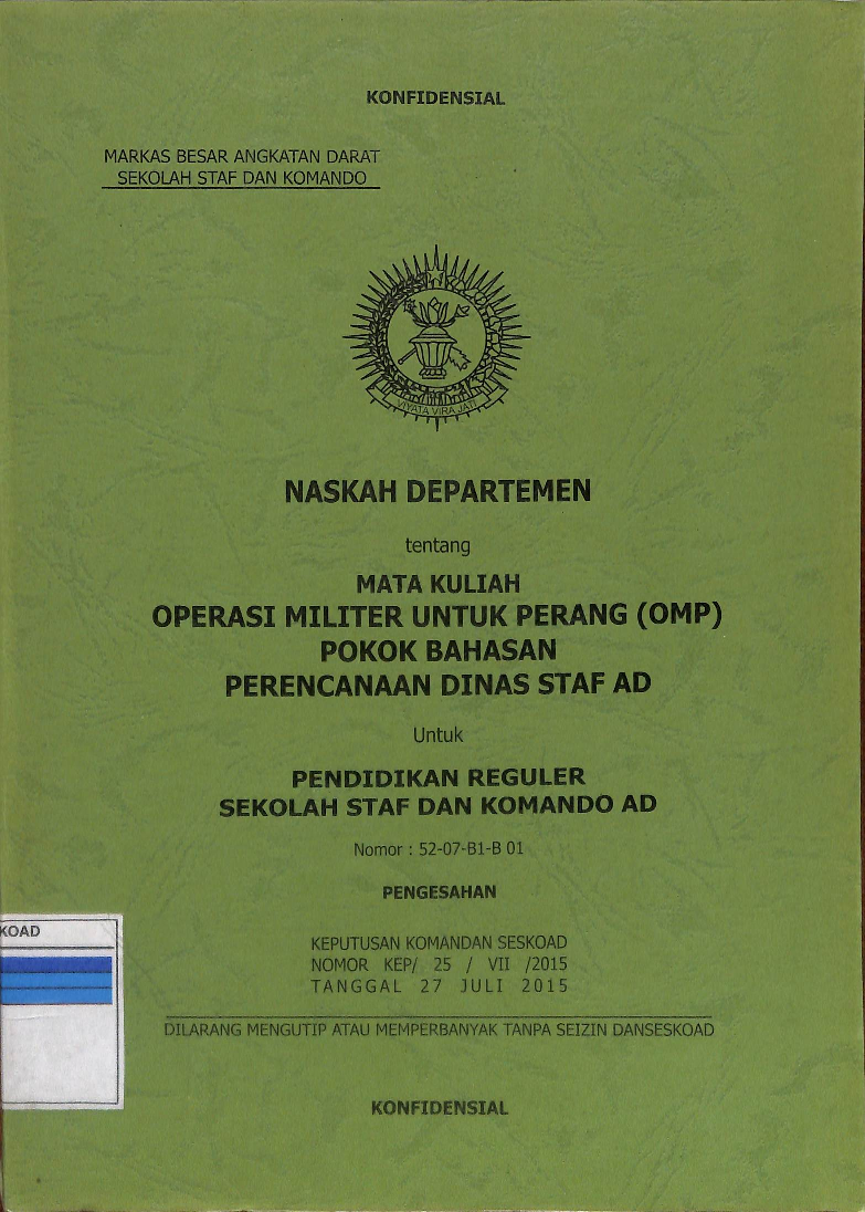 Naskah Departemen Tentang Mata Kuliah Operasi Militer Untuk Perang (Omp) Pok